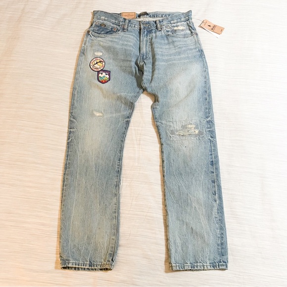 POLO RALPH LAUREN RLPC SKI CLUB Patch Denim Varick Straight-Leg Jeans - Picture 2 of 16